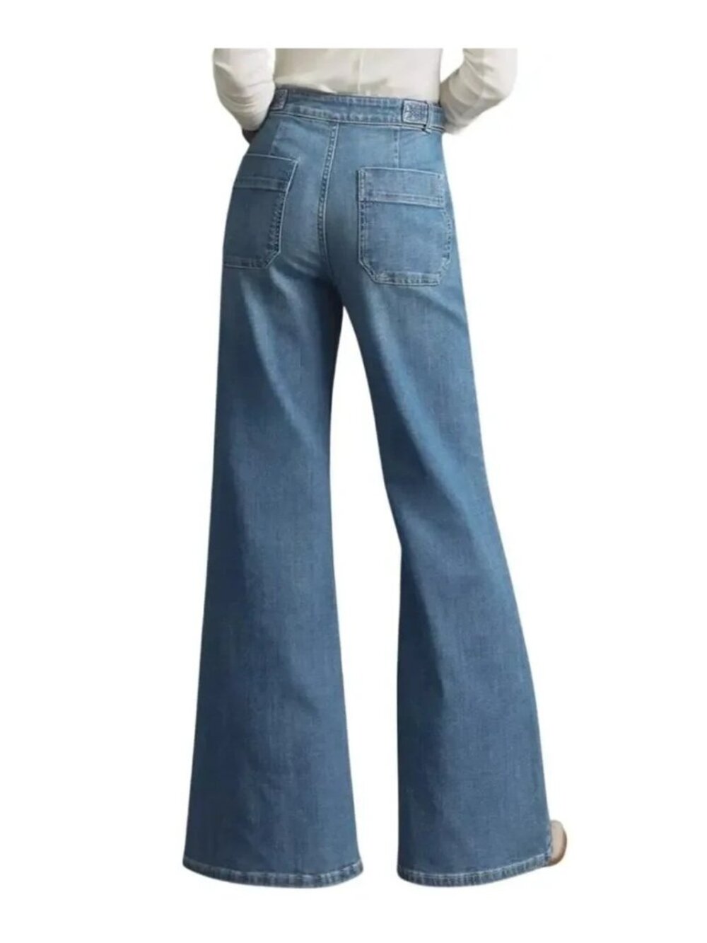Pilcro Tower Flare Jeans Size 24 Mid-Rise Wide Leg Blue Denim Anthropologie - Picture 2 of 10